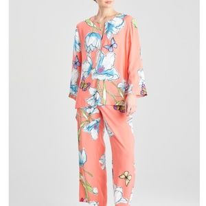 Natori Wild Poppy Pajamas/Lounge Set in Bright Heather Coral Size L NWT
